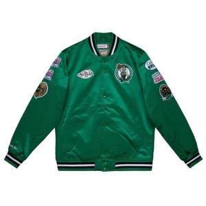 Chamarras Mitchell & Ness Champ City Satin Boston Celtics Hombre | 3784VOSMA