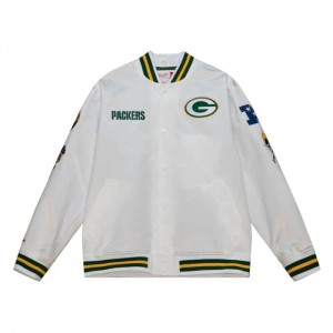 Chamarras Mitchell & Ness City Colección Ligeros Satin Green Bay Packers Hombre | 6053ZDYAS
