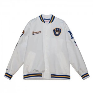 Chamarras Mitchell & Ness City Colección Ligeros Satin Milwaukee Brewers Hombre | 1204ELFVT