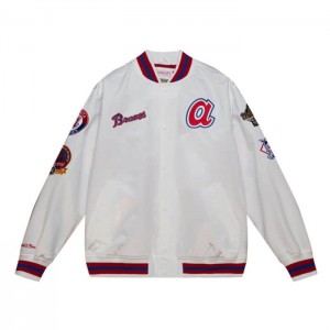 Chamarras Mitchell & Ness City Colección Ligeros Satin Atlanta Braves Hombre | 6472ISHWF