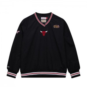Chamarras Mitchell & Ness Classic Nylon Pullover Vintage Logo Chicago Bulls Hombre | 7548BVIDC