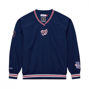 Chamarras Mitchell & Ness Classic Nylon Pullover Current Logo Washington Nationals Hombre | 9571XIKRS