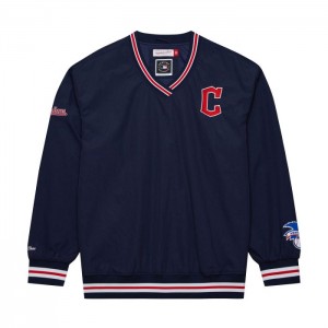 Chamarras Mitchell & Ness Classic Nylon Pullover Current Logo Cleveland Guardians Hombre | 5832ENAOF