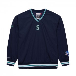 Chamarras Mitchell & Ness Classic Nylon Pullover Vintage Logo Seattle Mariners Hombre | 8621JOIRX