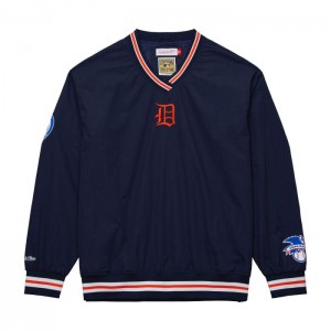 Chamarras Mitchell & Ness Classic Nylon Pullover Vintage Logo Detroit Tigers Hombre | 4820QFZYE