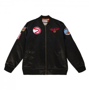 Chamarras Mitchell & Ness Flight Satin Bomber Atlanta Hawks Hombre | 2547QTGSB
