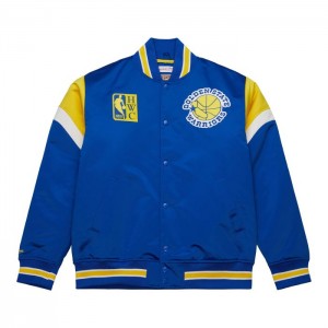 Chamarras Mitchell & Ness Heavyweight Satin Golden State Warriors Hombre | 3752IFRKG