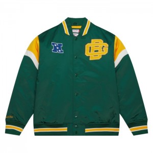 Chamarras Mitchell & Ness Heavyweight Satin Green Bay Packers Hombre | 9768GRILJ