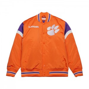 Chamarras Mitchell & Ness Heavyweight Satin Clemson University Hombre | 2784XNVMY