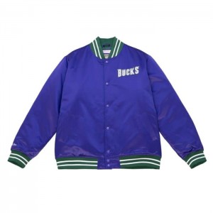 Chamarras Mitchell & Ness Heavyweight Satin Milwaukee Bucks Hombre | 3926ANFWX