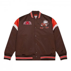 Chamarras Mitchell & Ness Heavyweight Satin Cleveland Browns Hombre | 4127XKGIE