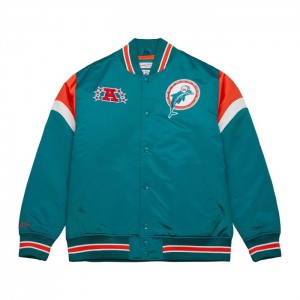 Chamarras Mitchell & Ness Heavyweight Satin Miami Dolphins Hombre | 6013WBHKD
