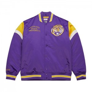 Chamarras Mitchell & Ness Heavyweight Satin Louisiana State University Hombre | 9764VNCOB