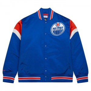 Chamarras Mitchell & Ness Heavyweight Satin Edmonton Oilers Hombre | 5963EMYGP