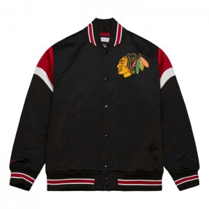 Chamarras Mitchell & Ness Heavyweight Satin Chicago Blackhawks Hombre | 0172FRZDO