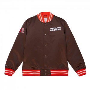 Chamarras Mitchell & Ness Heavyweight Satin Cleveland Browns Hombre | 8964PFKJZ