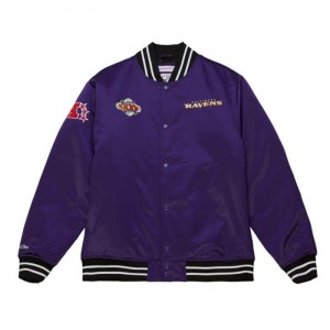 Chamarras Mitchell & Ness Heavyweight Satin Baltimore Ravens Hombre | 7584HVYQJ