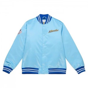 Chamarras Mitchell & Ness Heavyweight Satin Milwaukee Brewers Hombre | 3601KPZVX
