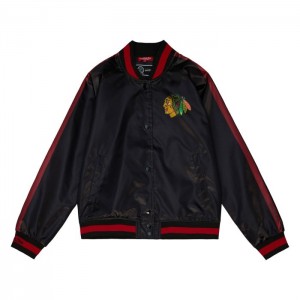 Chamarras Mitchell & Ness Raglan Satin Chicago Blackhawks Mujer | 8571FJMCU