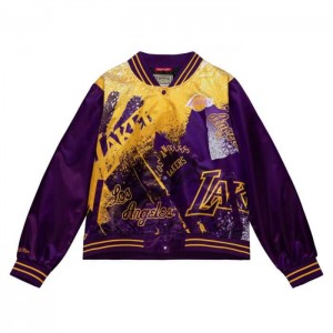 Chamarras Mitchell & Ness Satin 3.0 Los Angeles Lakers Mujer | 5460MUEHZ