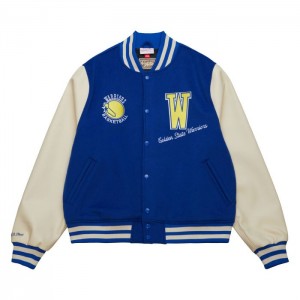 Chamarras Mitchell & Ness Unisex Varsity Golden State Warriors Mujer | 4823WOLAZ