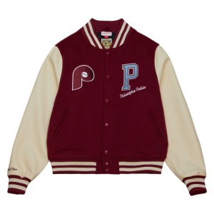 Chamarras Mitchell & Ness Unisex Varsity Philadelphia Phillies Mujer | 0783PXJTK