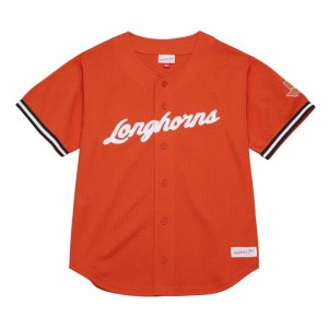 Collegiate Jerseys Mitchell & Ness On The Clock Mesh Button Front Current Logo University of Texas at Austin Hombre | 8256QFCUM