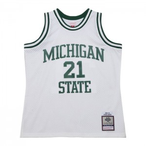 Collegiate Jerseys Mitchell & Ness Replica Steve Smith Michigan State University White 1990 Jersey Hombre | 1760PMTAB