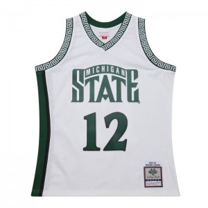 Collegiate Jerseys Mitchell & Ness Replica Mateen Cleaves Michigan State University White 1999 Jersey Hombre | 0642SYMXZ