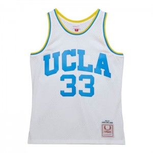 Collegiate Jerseys Mitchell & Ness Replica Kareem Abdul-Jabbar UCLA White 1968 Jersey Hombre | 6802MYIUC
