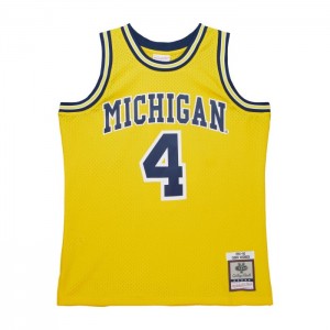 Collegiate Jerseys Mitchell & Ness Replica Chris Webber University of Michigan Maize 1991 Jersey Hombre | 7968KNAJY