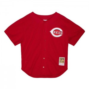 Mesh BP Jerseys Mitchell & Ness Barry Larkin Cincinnati Reds 2000 Button Front Jersey Hombre | 2435EVYIJ