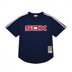 Mesh BP Jerseys Mitchell & Ness Carlton Fisk Chicago White Sox Dark 1983 BP Jersey Hombre | 2375RDWIK