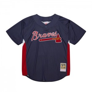 Mesh BP Jerseys Mitchell & Ness Chipper Jones Atlanta Braves Dark 2007 BP Jersey Hombre | 8329XHDRT