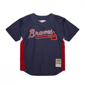 Mesh BP Jerseys Mitchell & Ness John Smoltz Atlanta Braves Dark 2007 BP Jersey Hombre | 3689NQCUO