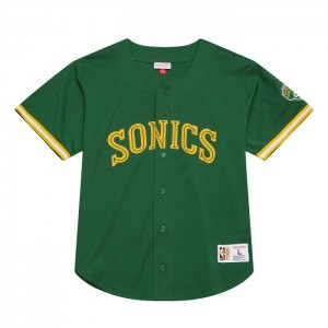 Mesh BP Jerseys Mitchell & Ness On The Clock Mesh Button Front Seattle Supersonics Hombre | 8719FTZRE