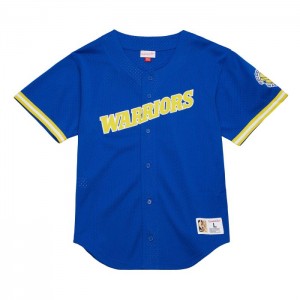 Mesh BP Jerseys Mitchell & Ness On The Clock Mesh Button Front Golden State Warriors Hombre | 2781JBQPC