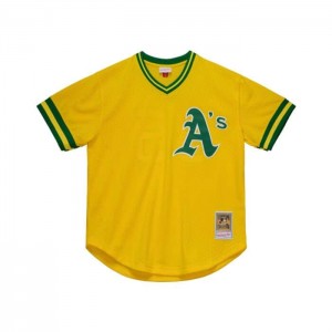 Mesh BP Jerseys Mitchell & Ness Rickey Henderson Oakland Athletics 1984 Pullover Hombre | 8341HRSTQ