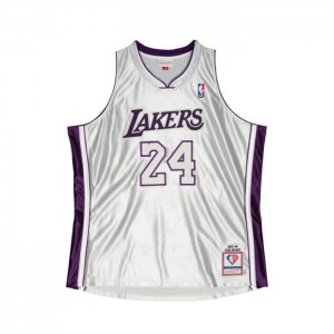 NBA Authentic Mitchell & Ness 75th Anniversary Platinum Kobe Bryant Los Angeles Lakers 2007-08 Jersey Hombre | 9386WIOFD