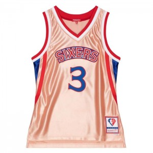NBA Swingman Mitchell & Ness 75th Anniversary Rose Gold Allen Iverson Philadelphia 76ers 1996-97 Jersey Hombre | 3567CJNVP