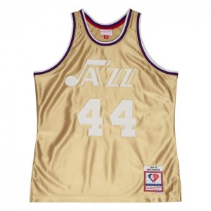 NBA Swingman Mitchell & Ness 75th Anniversary Gold Pete Maravich Utah Jazz 1974-75 Jersey Hombre | 3950VSCEZ