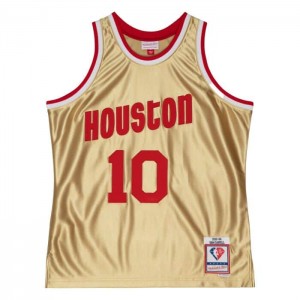NBA Swingman Mitchell & Ness 75th Anniversary Gold Sam Cassell Houston Rockets 1993-94 Jersey Hombre | 8429ZYDHK
