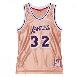 NBA Swingman Mitchell & Ness 75th Anniversary Rose Gold Magic Johnson Los Angeles Lakers 1984-85 Jersey Hombre | 9257ZNBLI