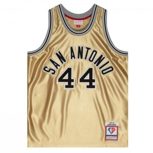 NBA Swingman Mitchell & Ness 75th Anniversary Gold George Gervin San Antonio Spurs 1977-78 Jersey Hombre | 1843LODEU