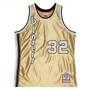 NBA Swingman Mitchell & Ness 75th Anniversary Gold Bill Walton Portland Trail Blazers 1976-77 Jersey Hombre | 7162FISGO