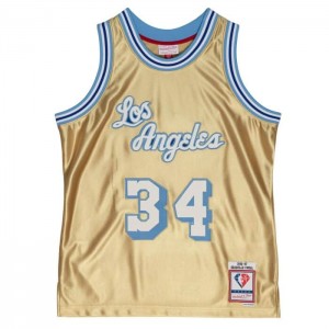 NBA Swingman Mitchell & Ness 75th Anniversary Gold Shaquille O'Neal Los Angeles Lakers 1996-97 Jersey Hombre | 7182JDOIF