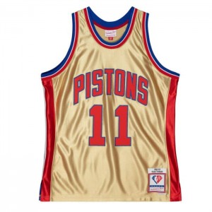 NBA Swingman Mitchell & Ness 75th Anniversary Gold Isiah Thomas Detroit Pistons 1982-83 Jersey Hombre | 7085DYJVQ