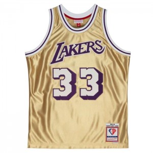 NBA Swingman Mitchell & Ness 75th Gold Kareem Abdul-Jabbar Los Angeles Lakers 1983 Jersey Hombre | 9734SBPMA