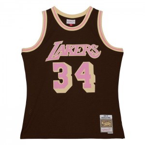 NBA Swingman Mitchell & Ness Brown Sugar Bacon Los Angeles Lakers 1996-97 Shaquille O'Neal Hombre | 7159NRXIS