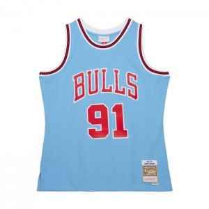 NBA Swingman Mitchell & Ness Dennis Rodman Chicago Bulls Sky Blue Jersey Hombre | 8546MEJOT